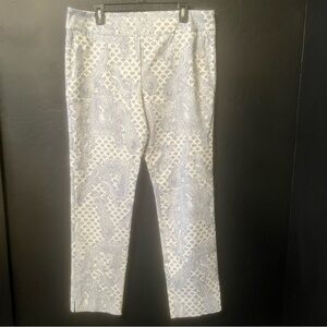 Margaret M Slimming Pants, Paisley Print, Size XL 
White, blue Paisley Pants